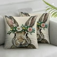thumbnail image 2 of COMIO Happy Easter Bunny Egg Decorative Throw Pillow Covers Hello Peeps Religious Pink Stripe Rabbit Porch Home Decor, Floral Wreath Farmhouse Outdoor Sofa Couch Cushion Case&nbsp;2pc, 2 of 6
