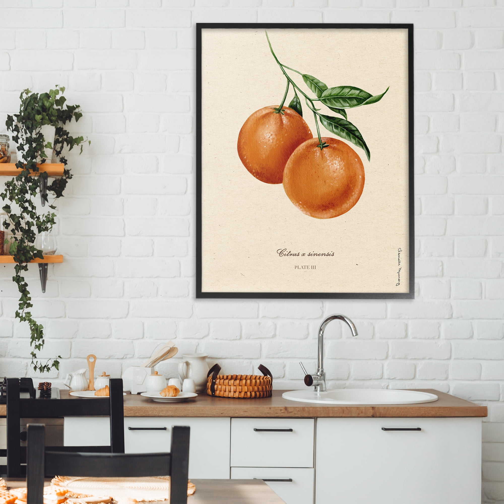 Stupell Industries Orange Fruit Portrait Black Framed Giclee Art, design by Danielle Murray