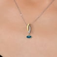 thumbnail image 3 of Gem Stone King 925 Silver and 10K Yellow Gold London Blue Topaz and White Lab Grown Diamond Pendant Necklace for Women | 0.33 Cttw | Gemstone November Birthstone | Marquise 6X3MM | With 18 inch Chain, 3 of 6