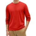 thumbnail image 3 of Kixjoy Mens Undershirts Big and Tall Crewneck Long Sleeve Shirts Slim Fit Thermal Basic Undershirt Comfortable Winter Lightweight Men's Clothing, Red S, 3 of 4