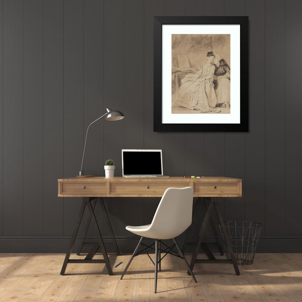 Jean-Honoré Fragonard 19x24 Black Modern Framed Museum Art Print Titled - The Intimate Conversation (circa 1778 - 1780)
