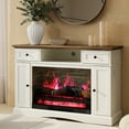 thumbnail image 3 of May in Color White TV Stand with 28'' Fireplace, Media Console Table with Adjustable Shelves, Entertainment Center with Double-door Design for Living Room, Bedroom, 3 of 12