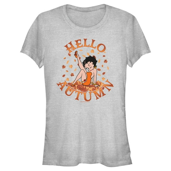 Junior's Betty Boop Hello Autumn Graphic Tee Athletic Heather Medium