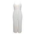 thumbnail image 1 of Vestido George para Mujer Jumpsuit Cuello V Botones Frontales Tirante Delgado Beige Talla M, 1 of 4