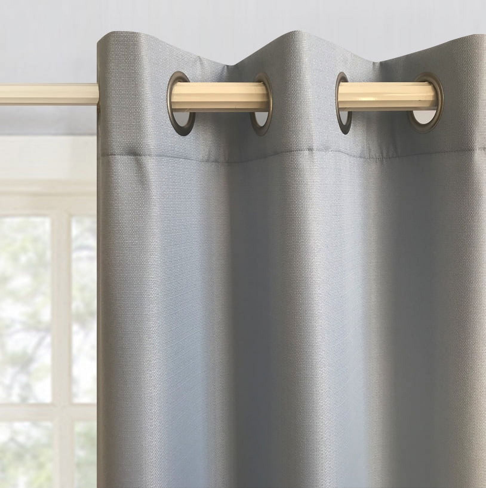 Mainstays Olan Silver Blackout Curtain Panel Pair, 2-Pack, Grommet Top, Textured Solid, 37" x 63", Room Darkening Drapes for Bedroom