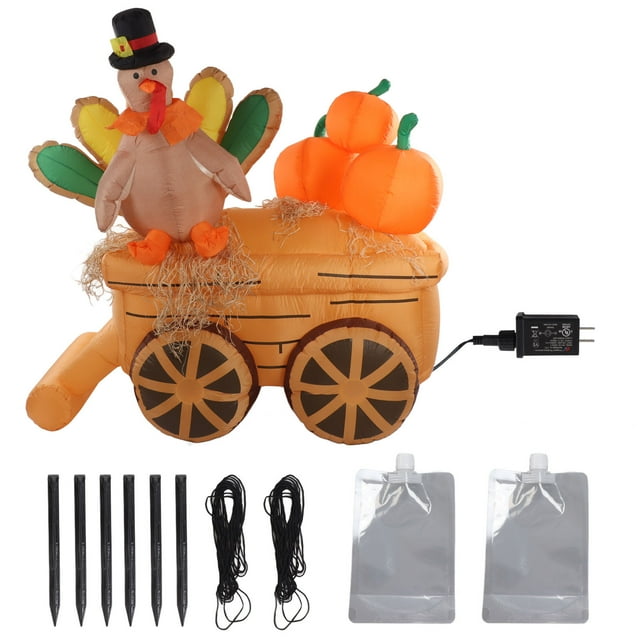 Carro inflable de calabaza de pavo decoración de pavo de patio inflable luces LED de poliéster 210T 100-240V impermeable para fiesta ANGGREK Otros
