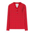 thumbnail image 4 of Generic Womens Fall Tops Casual Dressy Polka Dot Graphic V Neck T Shirts 3/4 Length Sleeve Loose Fit Button Work Blouse, 4 of 4