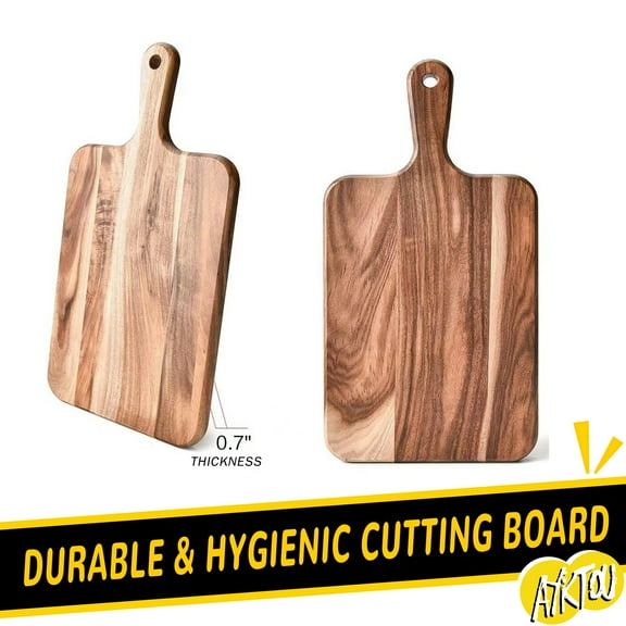 AYktou Wood Cutting Board with Handle,Thicken Cutting Board Wooden Cutting Board for Meat,Cheese Board,Vegetables,Bread,and Charcuterie,Kitchen Essentials