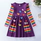 thumbnail image 2 of Odeerbi Niñas de Manga Larga Del Arco Iris A Rayas Vestido de Algodón Vestido de Línea A Niños Empalme de Color de Impresión Vestido, 2 of 9
