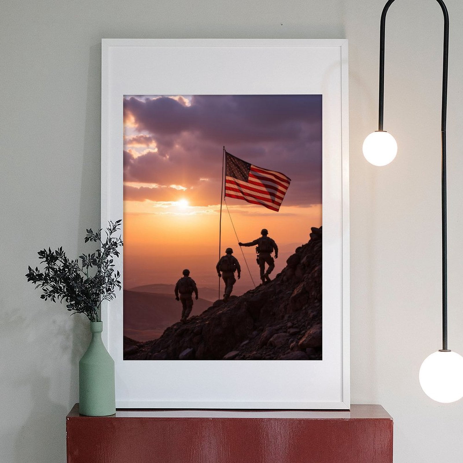Diamond Art Kit for Adults, Soldiers Sunset Flag Silhouette Rock Diamond Painting for Adults Beginners, DIY Diamond Art Painting Kits, 5D Diamond Painting Crafts for Home Decor 12x16 Frameless