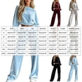 thumbnail image 3 of Leey-World Women Set Outfit Women Fall Clothes Winter Solid Color Long Sleeve Pullover Crop Top and Wide Leg Pants Lounge Set Travel Outfits for Women, 3 of 7