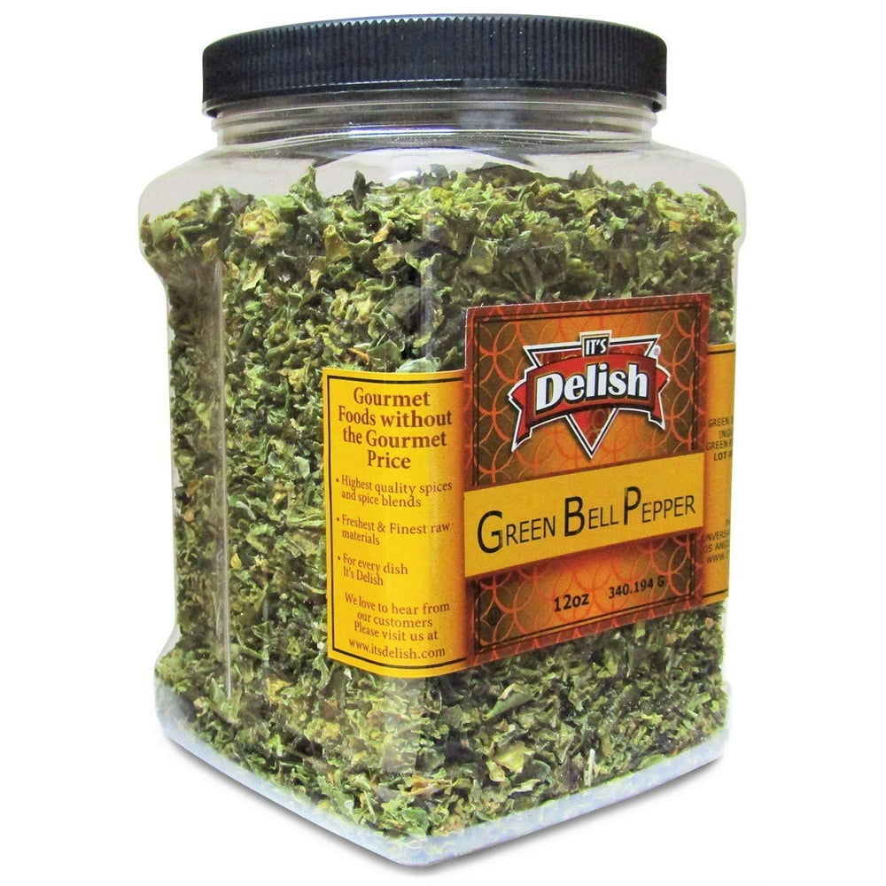 Dehydrated Dried Green Bell Pepper by It's Delish 12 Oz Jumbo