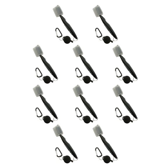 Eigraketly Cepillo para palos de Golf de acero inoxidable, reemplazo portátil, cepillos de bola de doble cara, accesorios con mosquetón, tapa Gris con Tapa 10Conjunto