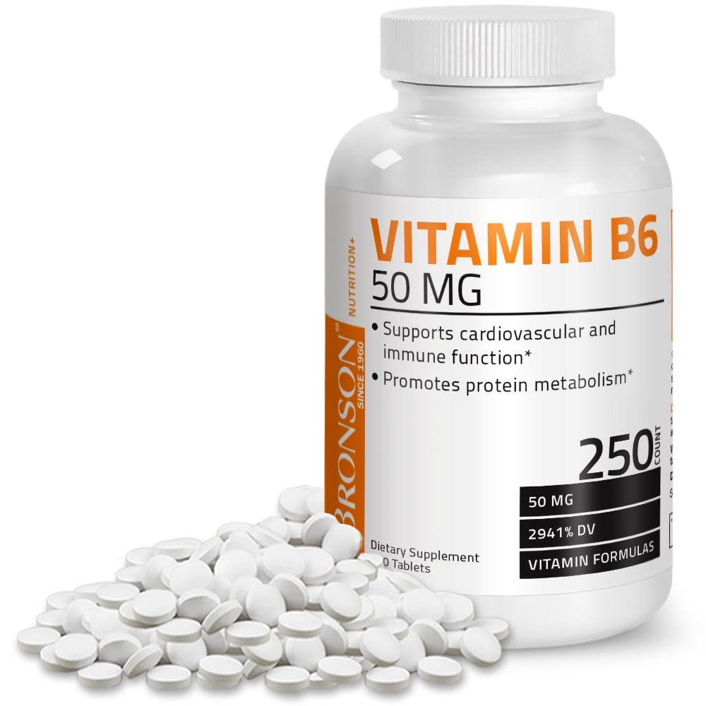 Bronson Vitamin B6 50 mg, 250 Tablets