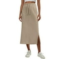 thumbnail image 2 of Nestiefly Womens Side Slit Maxi Skirts Elastic High Waisted Drawstring Casual Long Sweat Skirts, 2 of 7