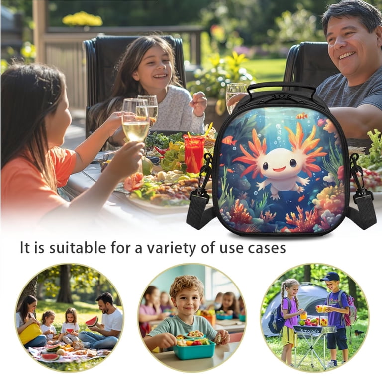 COEQINE 3-in-1 Rugzakset Voor Meisjes – Met Lunchtas & Pennenzak, Grote Capaciteit, Cartoon Axolotl, Voor School En Reizen