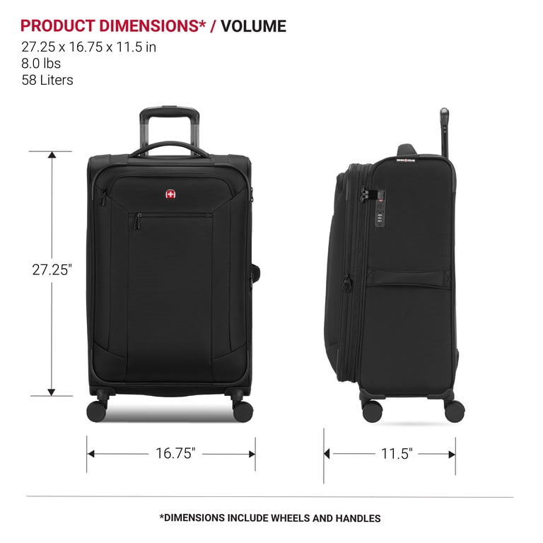 SWISSGEAR Stride Expandable Medium Checked Spinner Luggage, Black