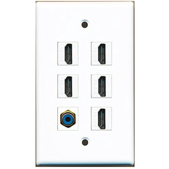 RiteAV - 5 HDMI 1 Port RCA Blue Wall Plate