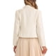 thumbnail image 3 of BLAZERS DE TWEED INSPIRADORES CHIC PARA MUJERES, CON SOLAPA, ABIERTO EN FRONTAL, MANGAS LARGAS, TAMAÑO XL, BLANCO, 3 of 6