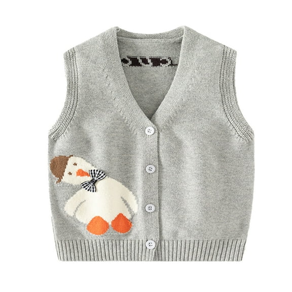 MXIEZI 9M - 5Y Baby Boys Girls Sweater Vest Toddler Cotton Sleveeless Jacket Autumn Winter Unisex Knitted Vests Embroidery Uniform Waistcoat