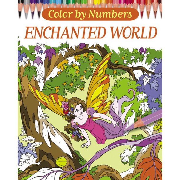 Arcturus Coloring Books Color by Numbers Enchanted World (Paperback