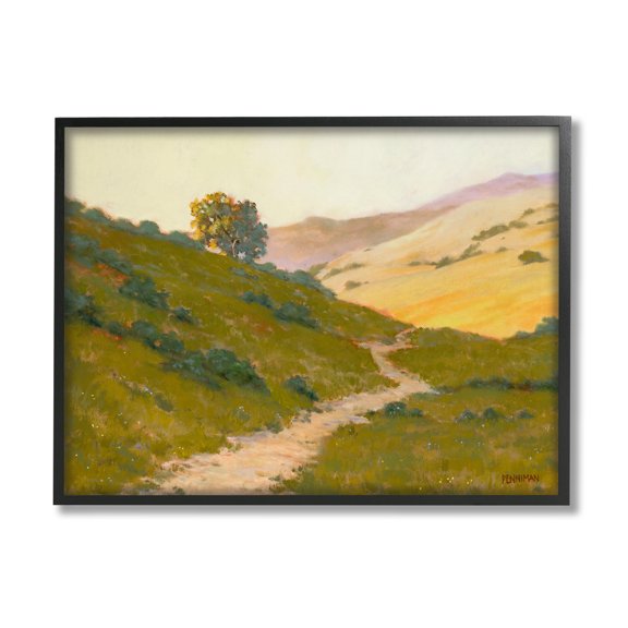 Stupell Vast Rural Landscape Path Landscape Painting Black Framed Art Print Wall Art