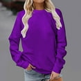 thumbnail image 2 of HVOBTTY Women's Long Sleeved Sweatshirts, Fall and Winter Tops for Women Plus Size, Women's Casual Solid Color Crew Neck Regular Fitting Loose Sport Pullover Sweatshirt Purple, Purple A, 2 of 5