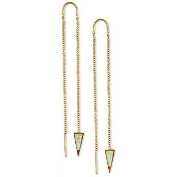 Benevolence LA Opal Threader Dagger Earrings, 14k Gold Dipped Long Earrings For Women