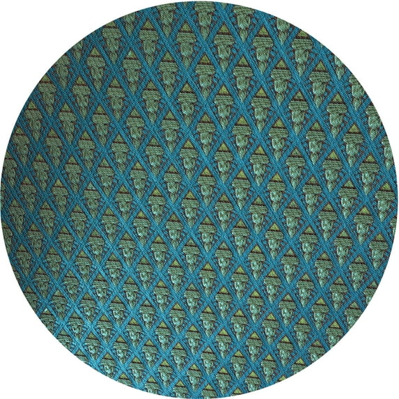 Ahgly Company Machine Washable Indoor Round Transitional Charcoal Blue Area Rugs, 8' Round
