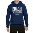 thumbnail image 2 of Wild Bobby Noah Was A Conspiracy Theorist Inspirational/Christian Unisex Graphic Hoodie Sweatshirt, Navy, Small, 2 of 5