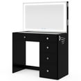thumbnail image 2 of Boahaus Emilia Modern Vanity Desk with Mirror, Speakers, Lights & Charging Station, Black, 2 of 9