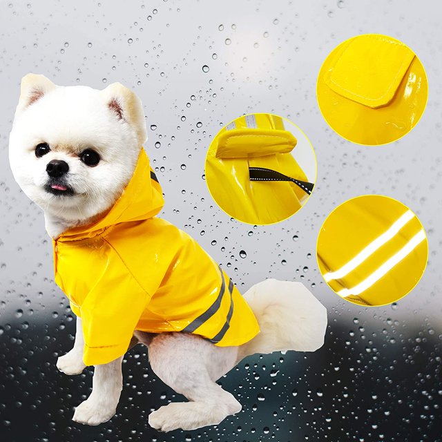 Chubasquero impermeable para cachorros al aire libre con capucha, chaquetas impermeables, chubasquero reflectante de PU para perros, ropa para gatos Adepaton WMZL-598-6