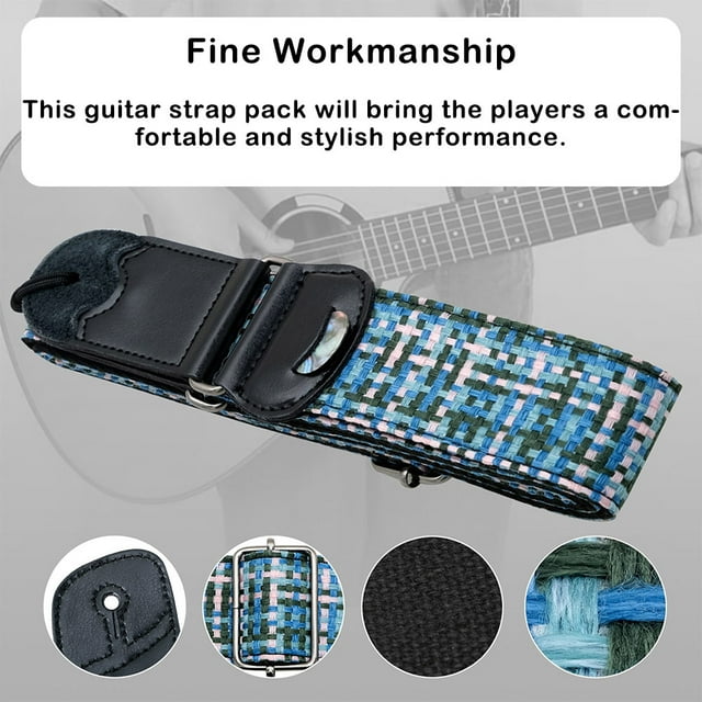 stanreset Electric Guitar Strap Shoulder Belt Adjustable Length Multi-color Comfortable Bass Spare Parts Adults Beginner Musicians Blue Pink