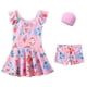 thumbnail image 1 of Odeerbi 4-13 Años Traje de Baño de Tres Piezas Con Gorro de Baño Para Niñas Traje de Baño de Entrenamiento Floral de Verano Con Pantalones Cortos Ropa de Playa, 1 of 4