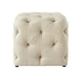thumbnail image 3 of Inspired Home Kallan Beige Linen Ottoman - Tufted Allover, 3 of 7