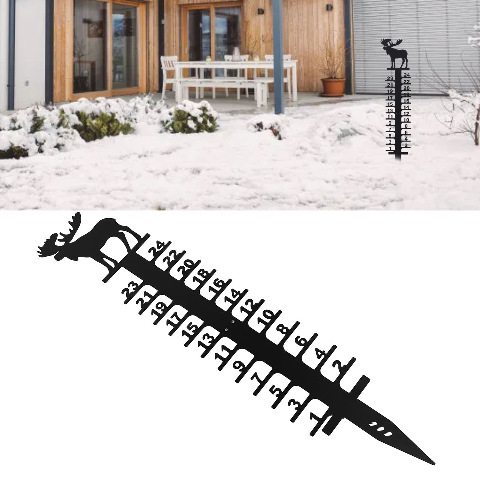 Riousery 24in Snow Gauge Outdoor Large Iron Snowfall Measuring Stick for Yard