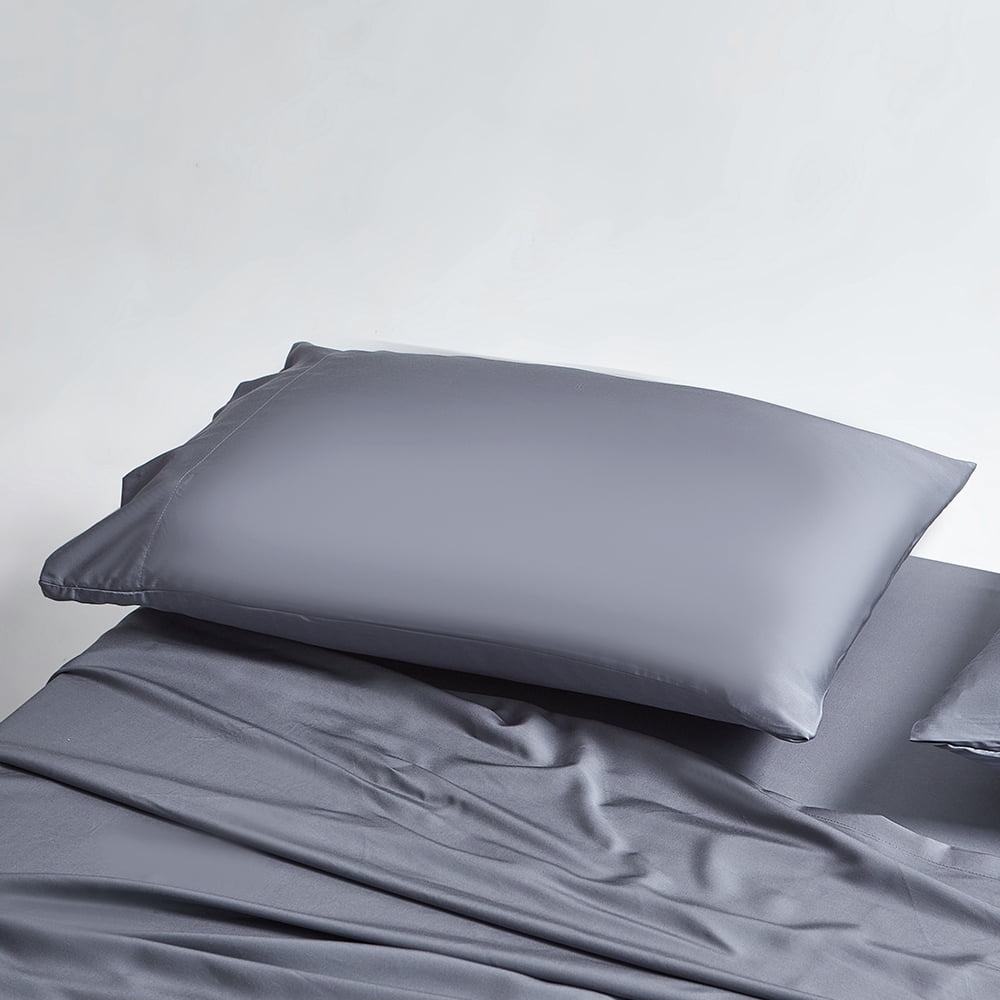 AMONOL 4-Piece Organic Bamboo King Bed Sheet Set, Bark Gray – Luxury Soft, Cooling Sheets with 18-Inch Deep Pocket（Bark Gray）