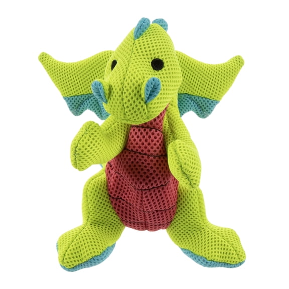 goDog Dragons Double Chew Guard Squeaky Plush Dog Toy, Green, Small