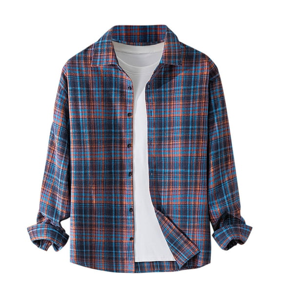 Pisexur Mens Plaid Shacket Jacket Fashion Flannel Plaid Shirts Casual Loose Oversized Sweatshirt Pullover Tops Lapel Button Down Formal Business Dress Shirts M-3XL