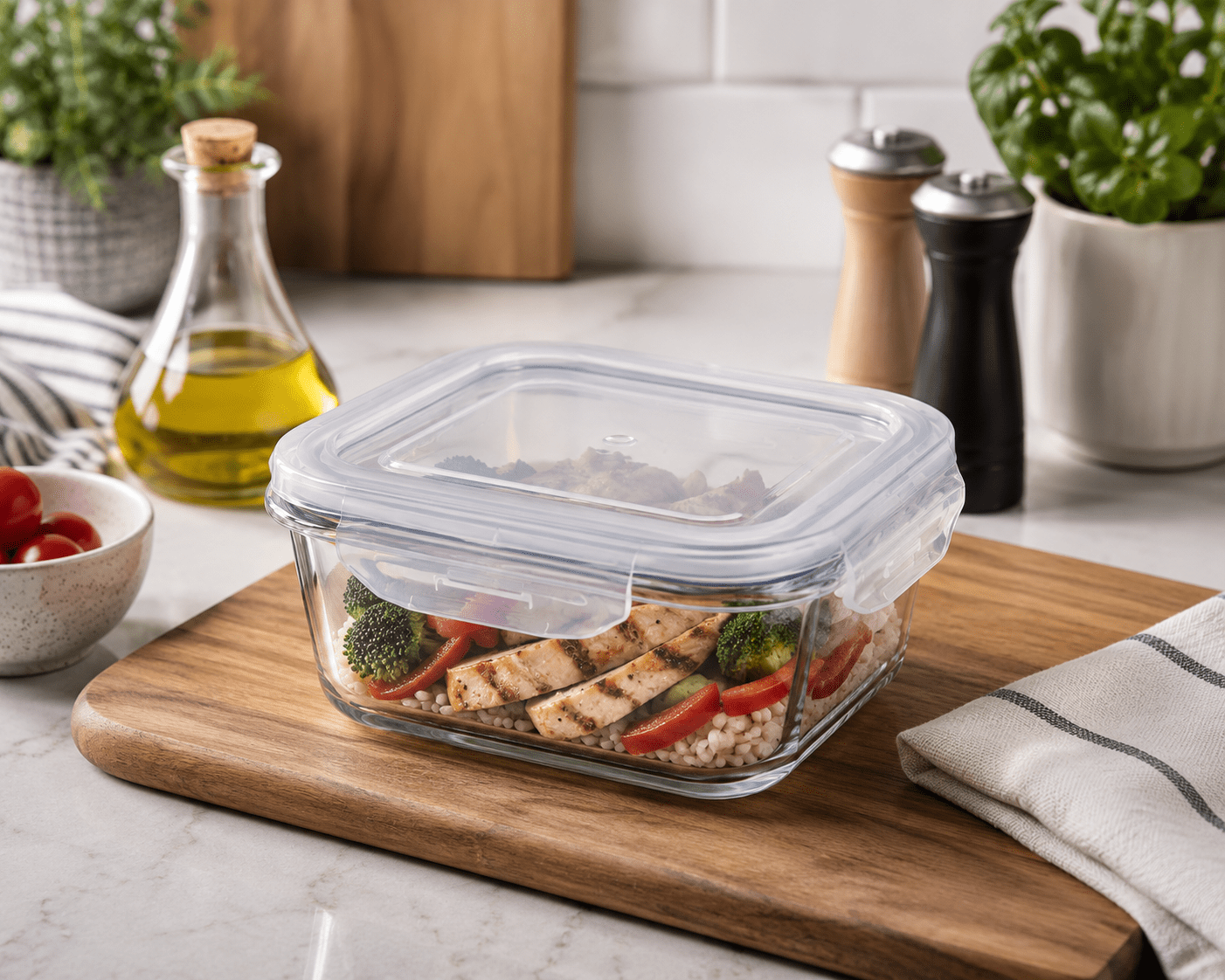 Con-Tact Square Glass with Easy Snap Lid -2.2c