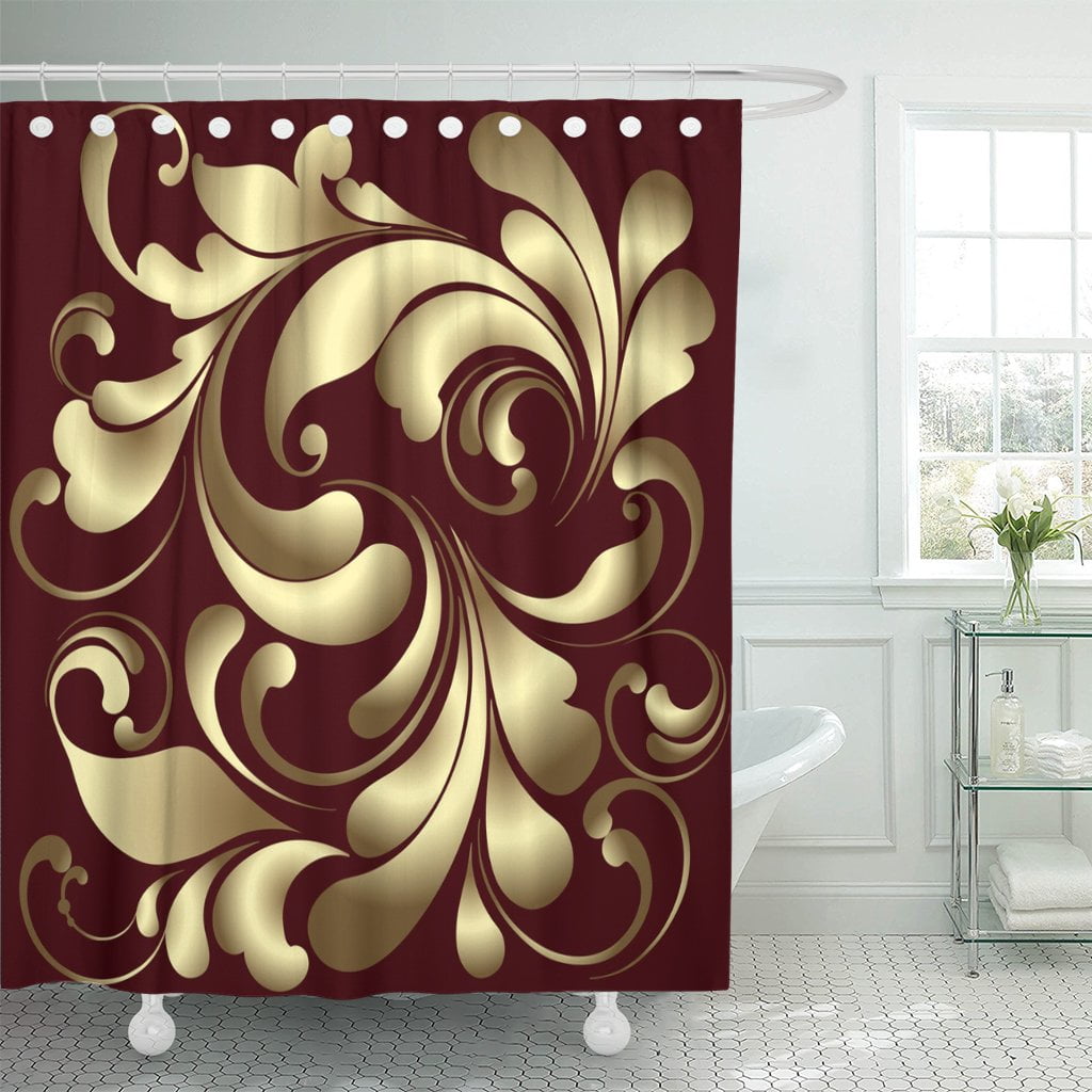 burgundy and gold shower curtain