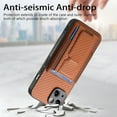 thumbnail image 3 of Wallet Case for iPhone 15 Plus Slim Protective Case with Credit Card Slots Hidden Kickstand Carbon Fiber Texture PU Leather Shockproof Anti-Scratch Phone Cover for iPhone 15 Plus, Brown, 3 of 10