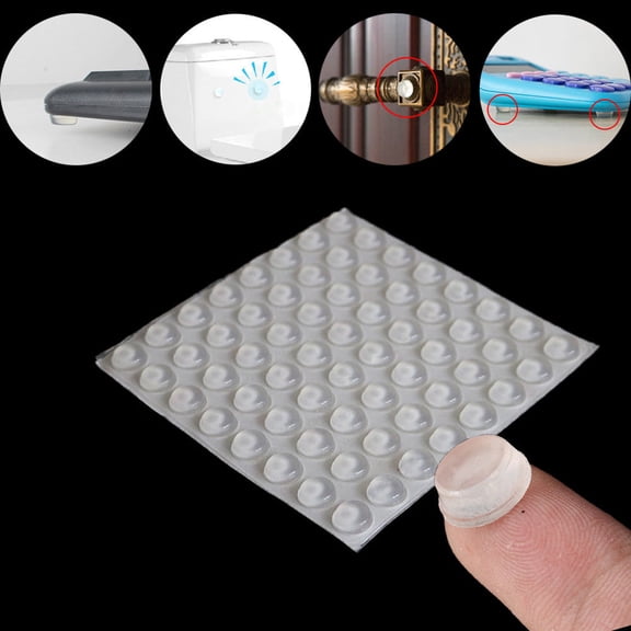 Travelwant 100Pcs Cabinet Door Bumpers Rubber Bumpers, Sound Dampening Self Adhesive Bumper Pads, Circular Dots Double Buffer Clear Cabinet Bumpers, Cabinet Stoppers