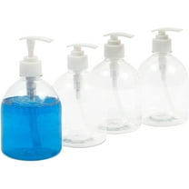 4 Pack Clear Plastic Liquid Hand Soap Dispensers Pump Bottle for Kitchen and Bathroom, 17 oz.