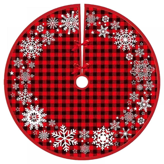 35.4” Merry Christmas Christmas Tree Skirt with Snowflake Pattern for Winter Holiday Party Decoration