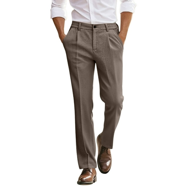 Pantalon Habillé Décontracté pour Homme, Couleur Unie, Jambe Droite, Coupe Ajustée, pour Tenue Formelle et de Travail, Style Classique Moderne, Design Confortable et Ajusté
