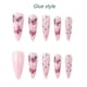 thumbnail image 2 of Uñas postizas con diamantes de imitación, uñas postizas rosas, mariposas, uñas brillantes para damas y niñas, 24 Uds., 2 of 6