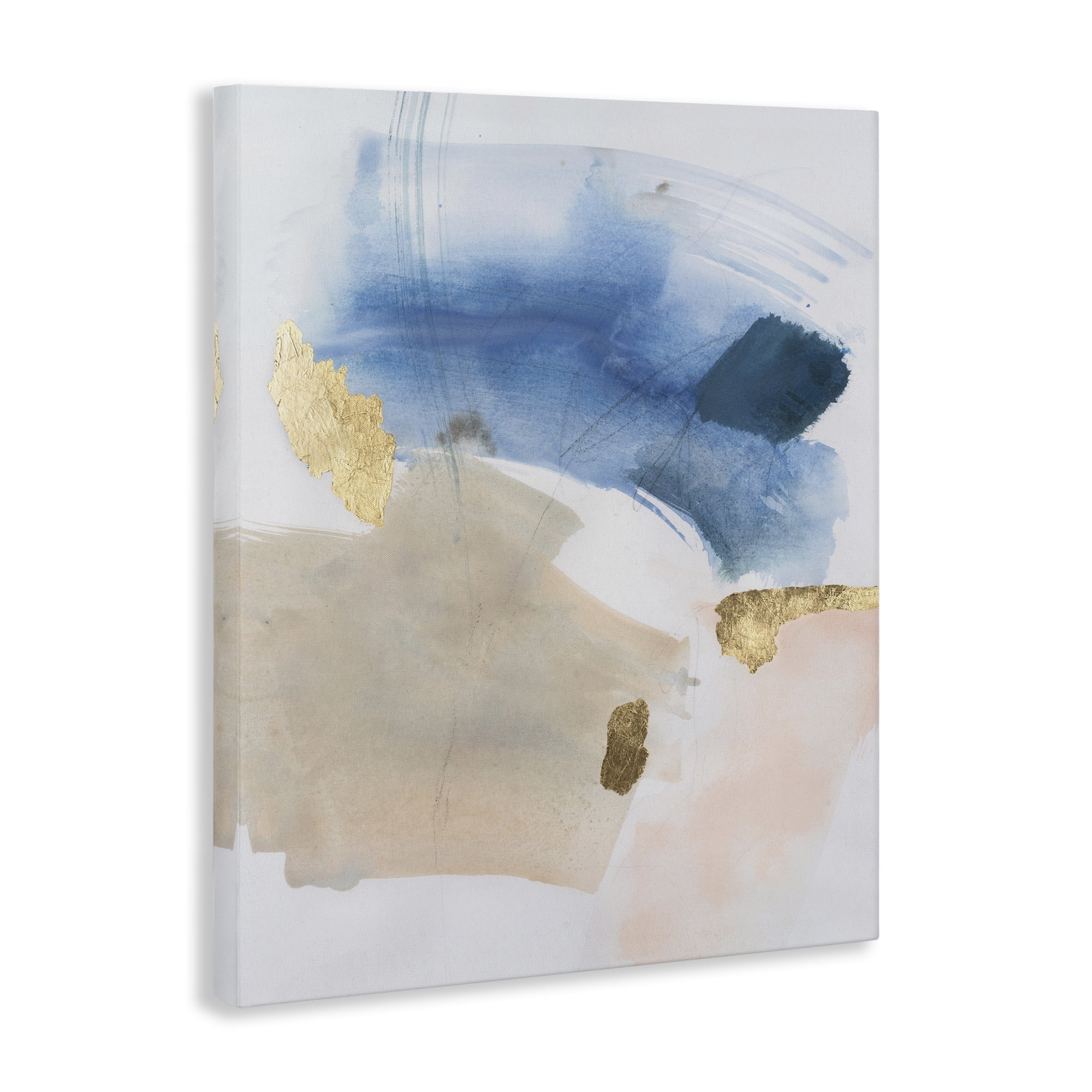 Stupell Industries Soft Ombre with Gold Accents Abstract Painting Gallery Wrapped Canvas Art Print Wall Art, 36 x 48