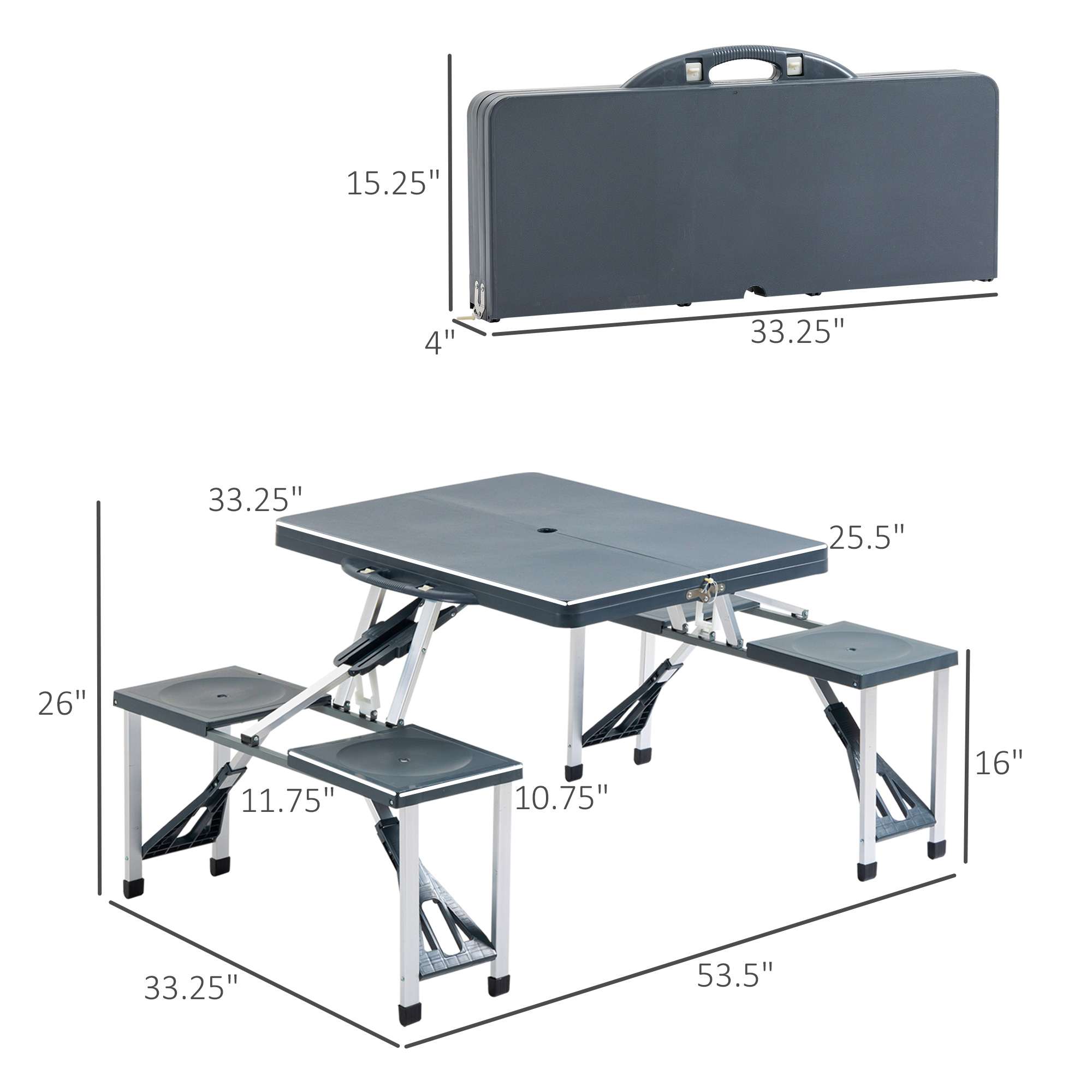 Camping Table Chairs Easy to Store Folding and Chair Set， Aluminum