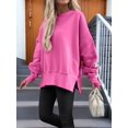 thumbnail image 4 of Women Oversized Sweatshirts Thumbhole Long Sleeve Hoodies Shirts Fall Side Slit Pullover Top Y2k Outfits Glitter Pink M, 4 of 8
